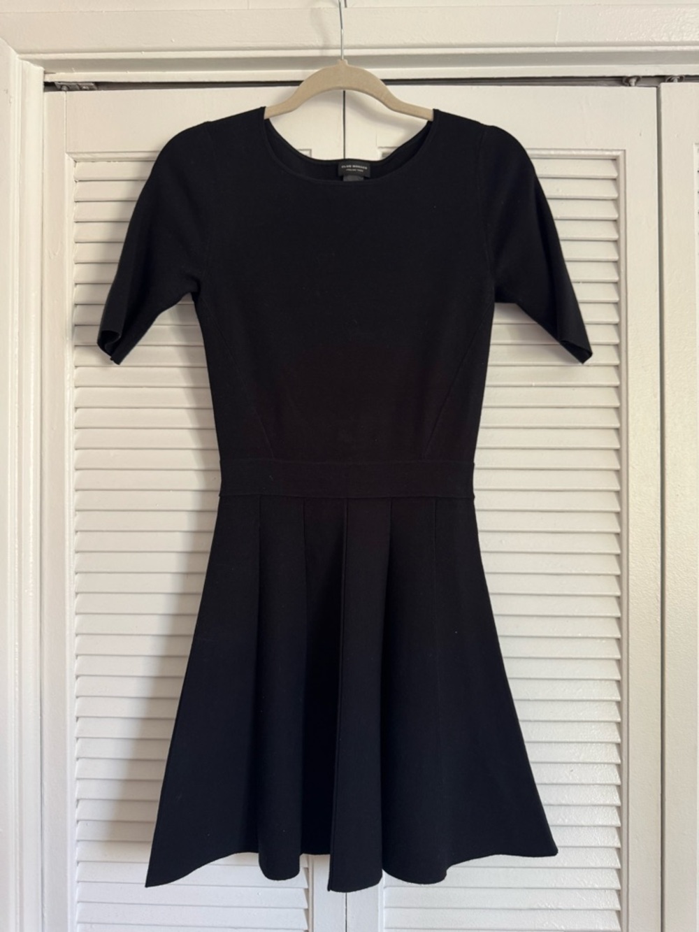 Club Monaco Black Short-Sleeve Fit & Flare Mini Dress